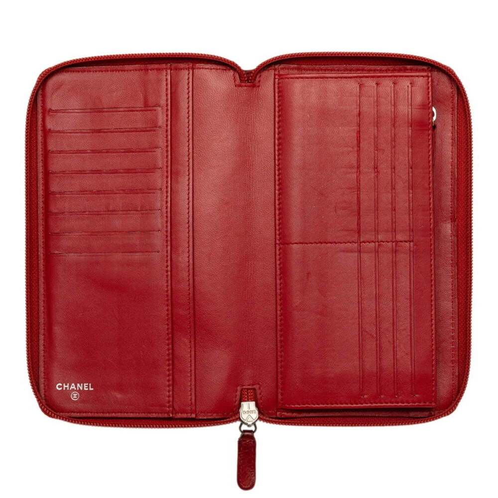 CHANEL Red Leather Logo Wallet - Picture 4 of 8
